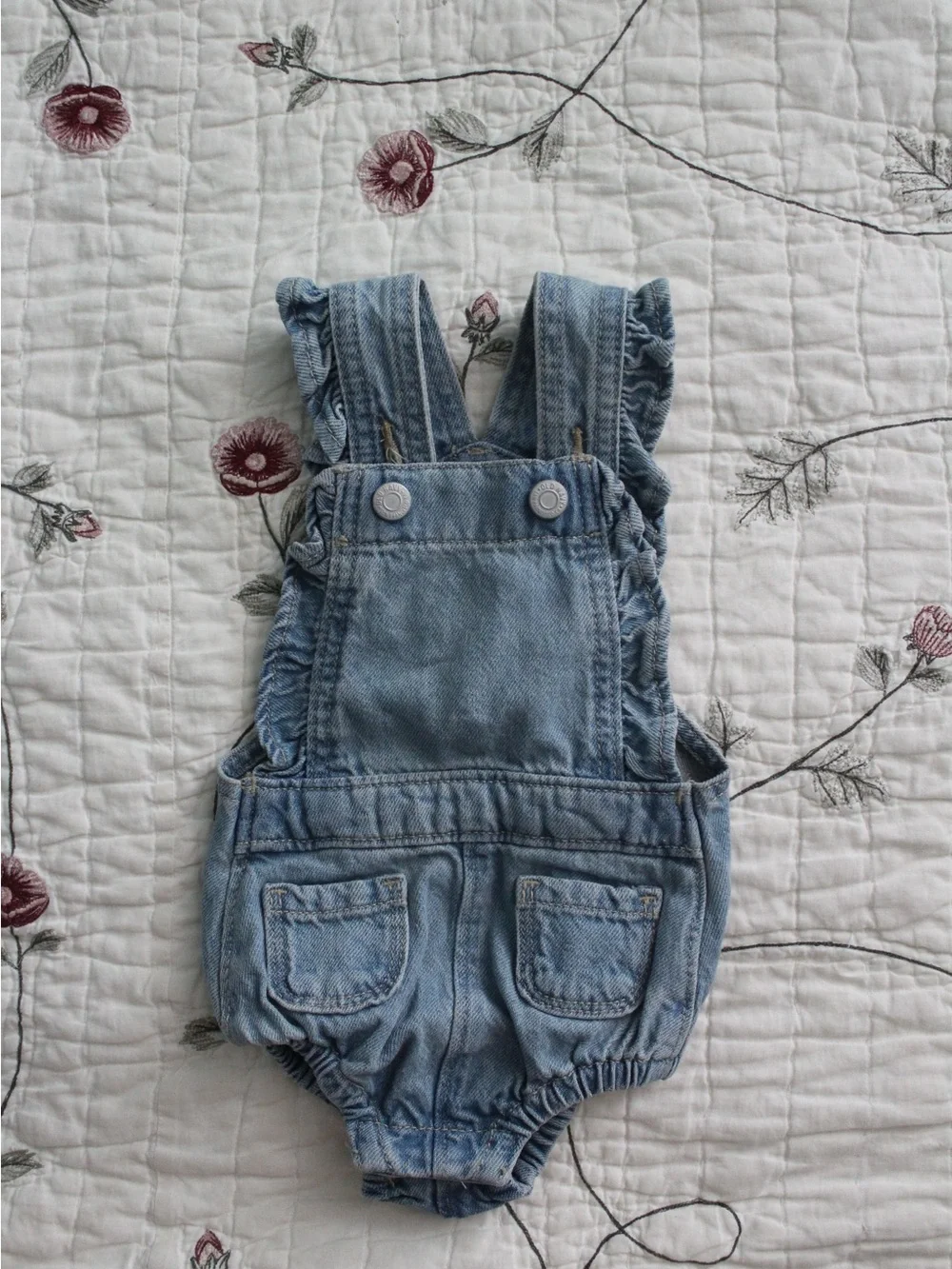Old Navy Light Blue Denim Ruffle Strap Baby Overalls